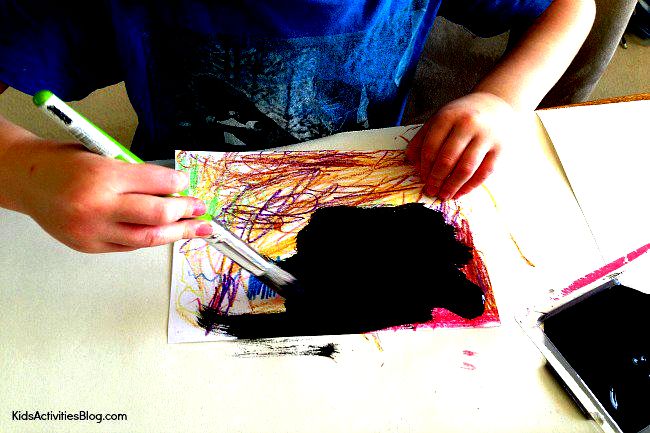 Crayon Art: Kids can learn how to scratch art with wax crayons and poster paint